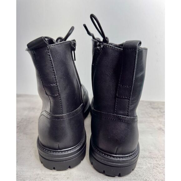 BP Lace Up Boots Size 9.5 Black Leather Block Heel Rubber Sole‎ NEW main image 3